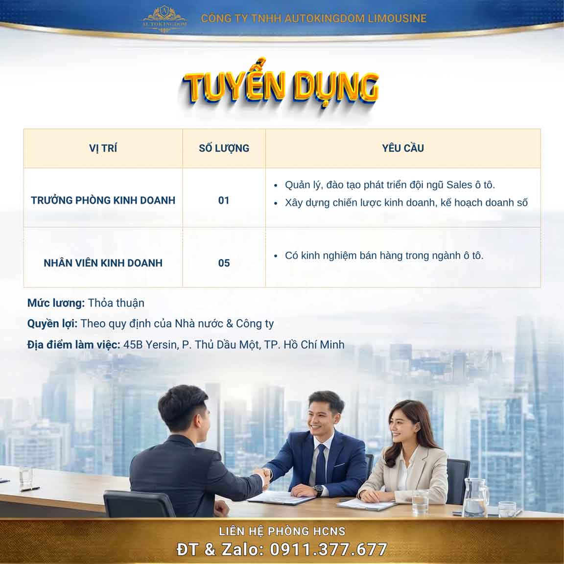 TUYỂN DỤNG VIỆC LÀM TẠI AUTOKINGDOM LIMOUSINE